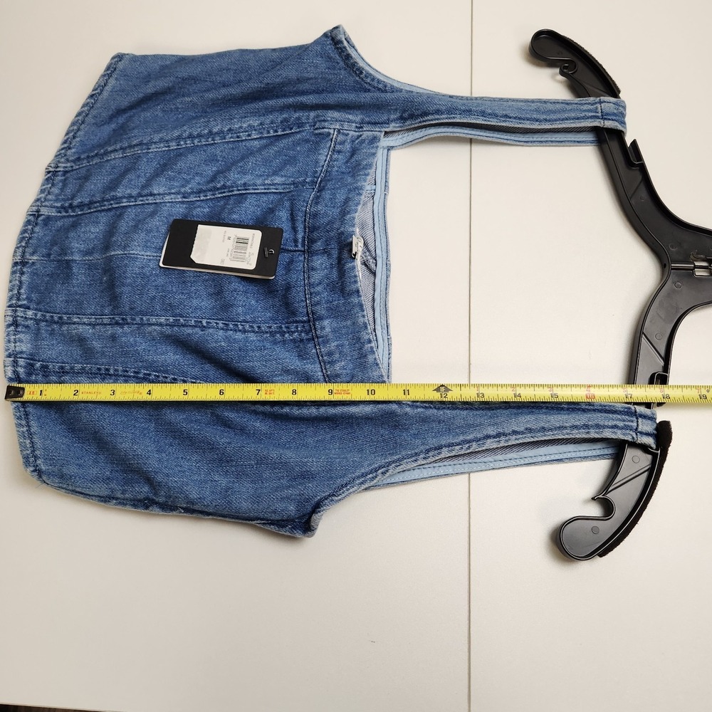 Guess Neil Denim Bustier Square Neck Cropped Denim Top Womens Size M NWT - Picture 7 of 7